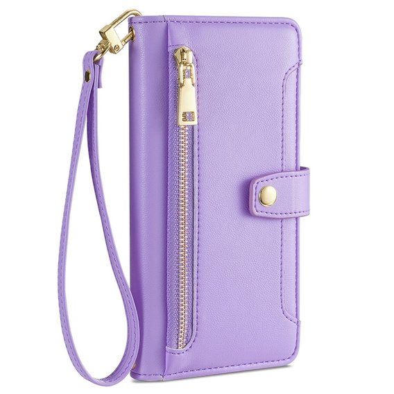 Cu clapetă pentru Motorola Moto G84 5G, Wallet Zipper Pocket, violet
