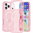 Husă pentru iPhone 17 Pro, pentru MagSafe, glitter, roz transparent