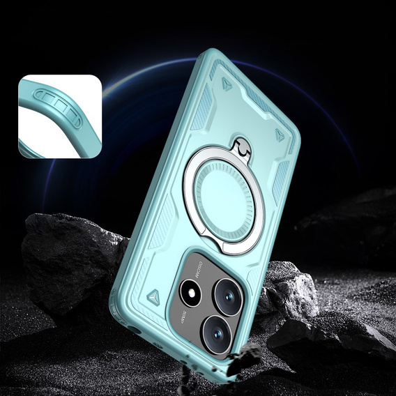 Carcasă pentru Xiaomi Redmi Note 14 5G, Military MagSafe, albastru + 9H Glass