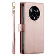 Cu clapetă pentru Realme 14 Pro 5G, Wallet Zipper Pocket, roz