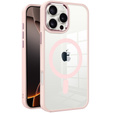 Husă pentru iPhone 16 Pro Max, pentru MagSafe, ERBORD Matt Case, transparent / roz + sticlă pentru ecran