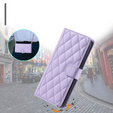 Husă cu clapetă pentru Samsung Galaxy S24 FE, Rhombus Crossbody Leather, violet