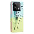 Cu clapetă pentru Xiaomi Redmi Note 13 5G, Wallet, Feather albastru / galben