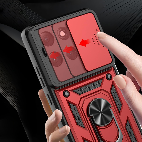 Husă blindată pentru Motorola Moto G86 5G, CamShield Slide, roșu