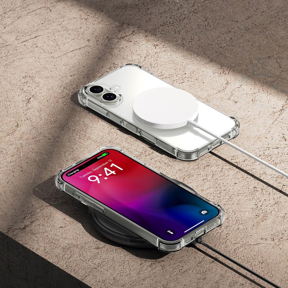 Carcasă pentru iPhone 16, Erbord Dropproof, transparentă + Sticlă