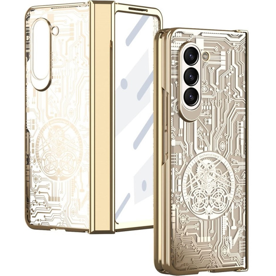 Husă pentru Samsung Galaxy Z Fold 5 5G, Mechanical Legend, de aur