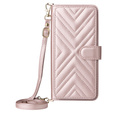 Carcasă cu clapetă pentru Samsung Galaxy S25 Edge, Crossbody Leather Wallet, roz