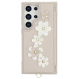 Husa pentru Samsung Galaxy S24 Ultra, Leather Flower Card Slot, bej
