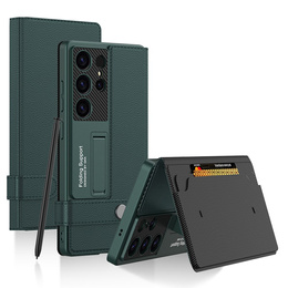 Husă cu clapetă pentru Samsung Galaxy S25 Ultra, GKK Card Slot Wallet, verde