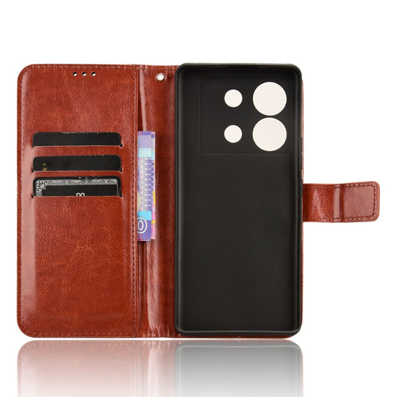 Cu clapetă pentru Infinix Zero 30 5G, Crazy Horse Wallet, maro