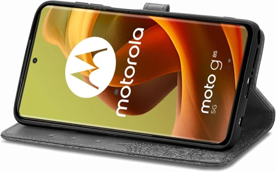 Cu clapetă pentru Motorola Moto G85, Mandala, gri