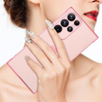 Husă pentru Samsung Galaxy S23 Ultra, Electro heart, roz rose gold + Sticlă ceramică Full Glue