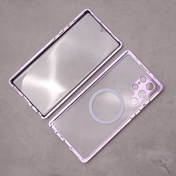 Carcasa Magnetic Dual Glass MagSafe pentru Samsung Galaxy S22 Ultra, violet