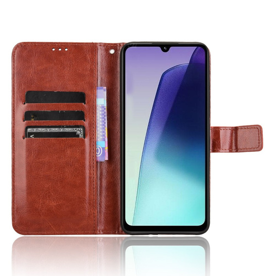 Cu clapetă pentru Xiaomi Redmi 14C / Xiaomi Poco C75, Crazy Horse Wallet, maro