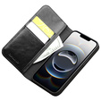 Carcasa flip pentru Iphone 16E, QIALINO Leather Wallet, negru