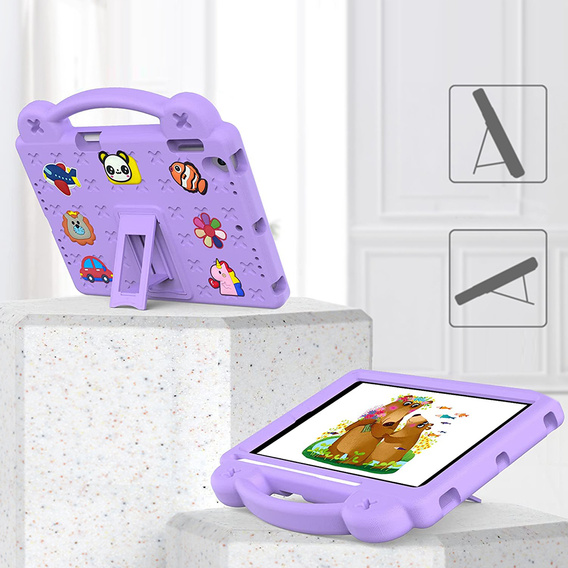 Husă pentru copii pentru iPad 9.7" 2018/2017 (6/5 gen.) / Pro 9.7" 2016, Cute Patterns, cu suport, violet