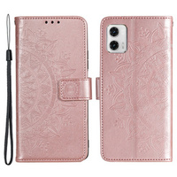 Cu clapetă pentru Motorola Moto G73 5G, Mandala Flower, roz rose gold