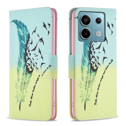Cu clapetă pentru Xiaomi Redmi Note 13 Pro 5G, Wallet, Feather albastru / galben