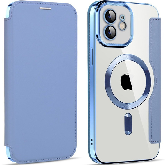 Cu clapetă pentru iPhone 12, RFID Wallet MagSafe CamShield, albastru