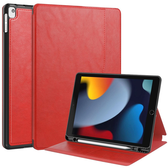 Husă pentru iPad 10.2 2021 / 2020 / 2019, Business Card and Pen Slot, roșu