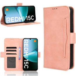 Cu clapetă pentru Xiaomi Redmi 15C 4G/LTE, Card Slot, roz