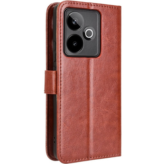 Cu clapetă pentru Realme GT 7 / 7T, Crazy Horse Wallet, maro