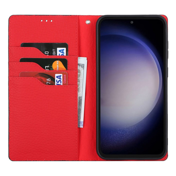Cu clapetă pentru Samsung Galaxy A25 5G, Litchi Skin Grain, negru