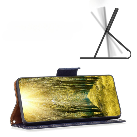 Cu clapetă pentru Samsung Galaxy A54 5G, Wallet Litchi Magnet, albastru închis