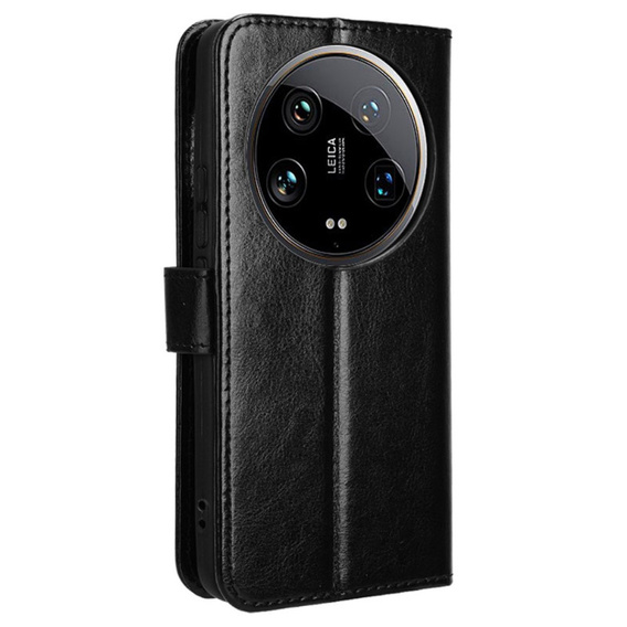 Cu clapetă pentru Xiaomi 14 Ultra, Crazy Horse Wallet, negru