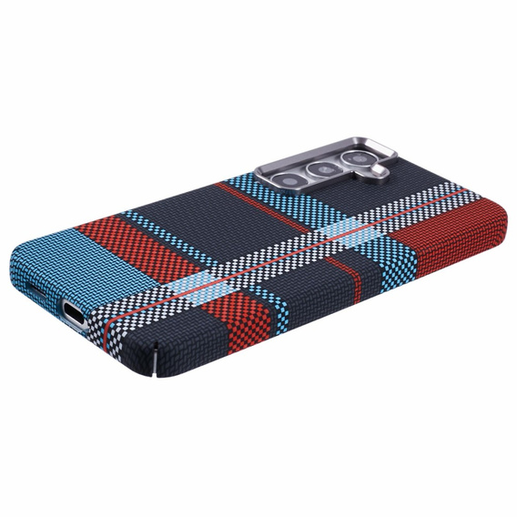 Carcasa pentru Samsung Galaxy S25+ Plus, Carbon Fiber MagSafe, albastru / roșu