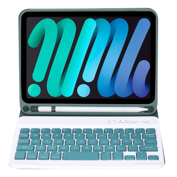 Carcasă cu tastatură bluetooth pentru iPad mini 8.3" 2021 (6 gen.) / iPad mini 8.3" 2024 (7 gen.), verde închis