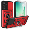 Carcasă blindată pentru Samsung Galaxy A26, CamShield Slide, roșu + sticlă călită 9H