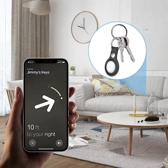 4x Husă pentru Apple AirTag 2 / 1, PU Leather Grain, 4 culori