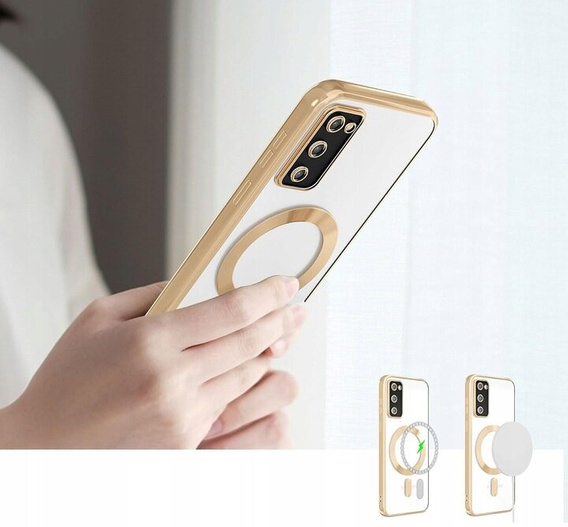 Husă pentru Samsung Galaxy S20 FE, Electro MagSafe, de aur + Sticlă pentru ecran