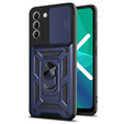 Husă blindată pentru Samsung Galaxy S21 FE, CamShield Slide, albastru închis