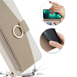 Carcasă flip pentru iPhone 14, Wallet Zipper Pocket, cu oglindă, alb