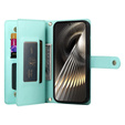Cu clapetă pentru Xiaomi Poco X7 Pro 5G, Wallet Zipper Pocket, verde