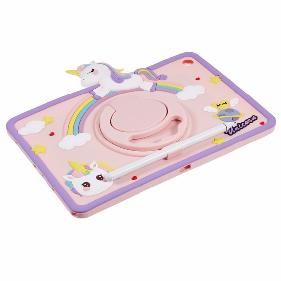 Husă pentru copii pentru Samsung Galaxy Tab A9+, Cute Patterns, cu suport, roz