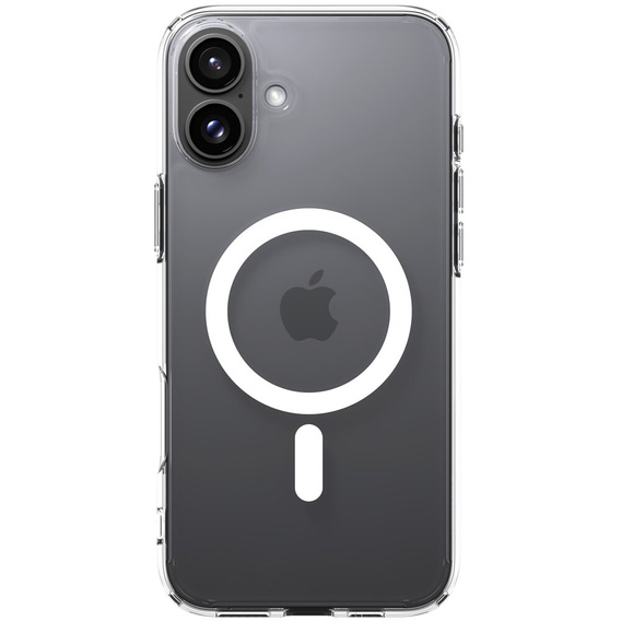 Carcasă MagSafe Spigen pentru iPhone 16, Ultra Hybrid, transparent / alb + 9H Tempered Glass