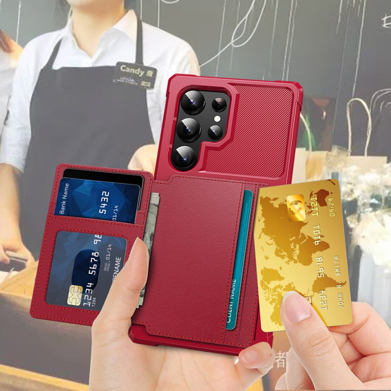 Husa pentru Samsung Galaxy S25 Ultra, Card Holder Kickstand, negru