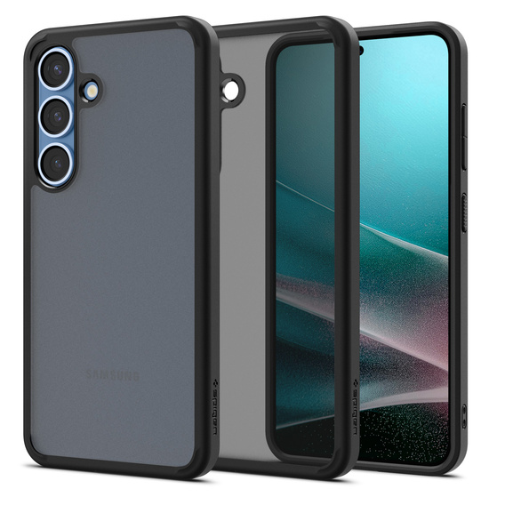 Carcasa Spigen pentru Samsung Galaxy S25+ Plus, Ultra Hybrid, negru / mat + sticlă temperată 9H