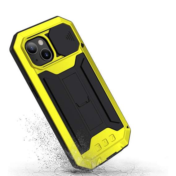 Husă pentru iPhone 13, R-JUST CamShield Slide, armată, galben / negru