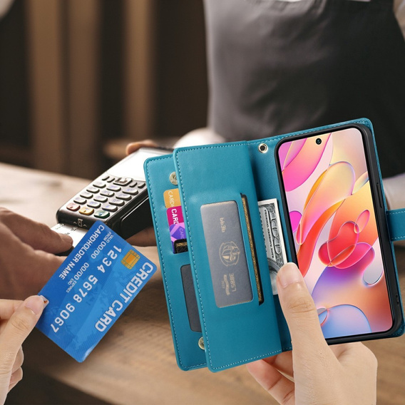 Cu clapetă pentru Samsung Galaxy A56 5G, Wallet Zipper Pocket, albastru
