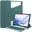 Husă pentru tastatură pentru Samsung Galaxy Tab S9, Rotary 360° Leather, verde închis