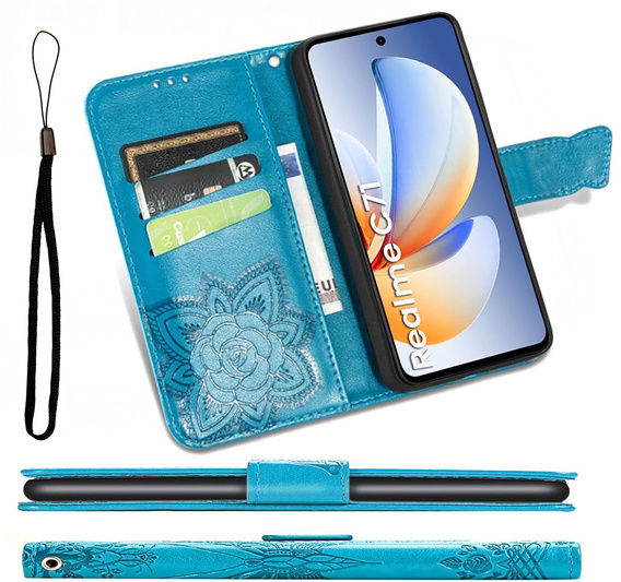 Cu clapetă pentru Realme C71, Butterfly, albastru