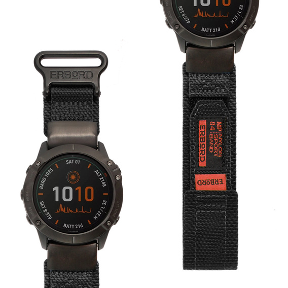 ERBORD MP84 Curea din nylon Quickfit pentru Garmin Fenix 5X/6X/6X PRO/7X (mărime S/M)