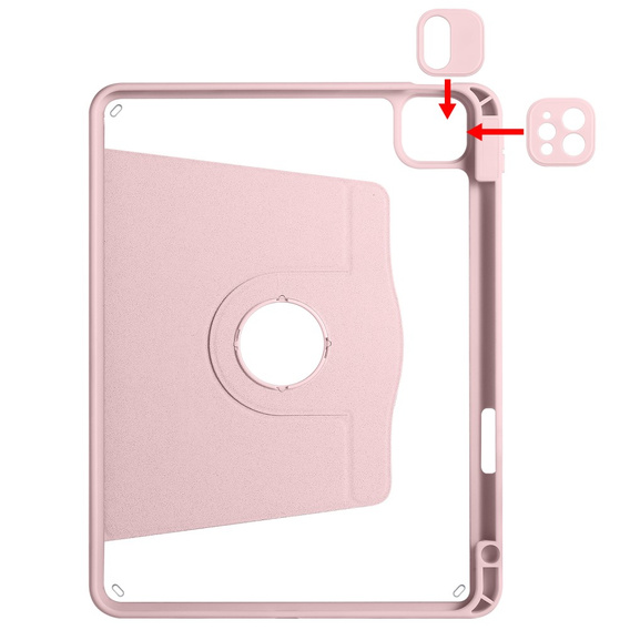 Husă pentru iPad Pro 11" 2022/2021/2020 (4/3/2 gen.), cu spațiu pentru stylus, rotativ la 360 °, roz