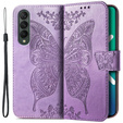 Cu clapetă pentru Samsung Galaxy Z Fold 4 5G, Butterfly, violet
