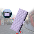 Husă cu clapetă pentru Samsung Galaxy S25, Rhombus Crossbody Leather, violet