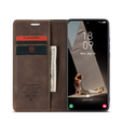 Husa CASEME pentru Samsung Galaxy S21 FE, Leather Wallet Case, cafea